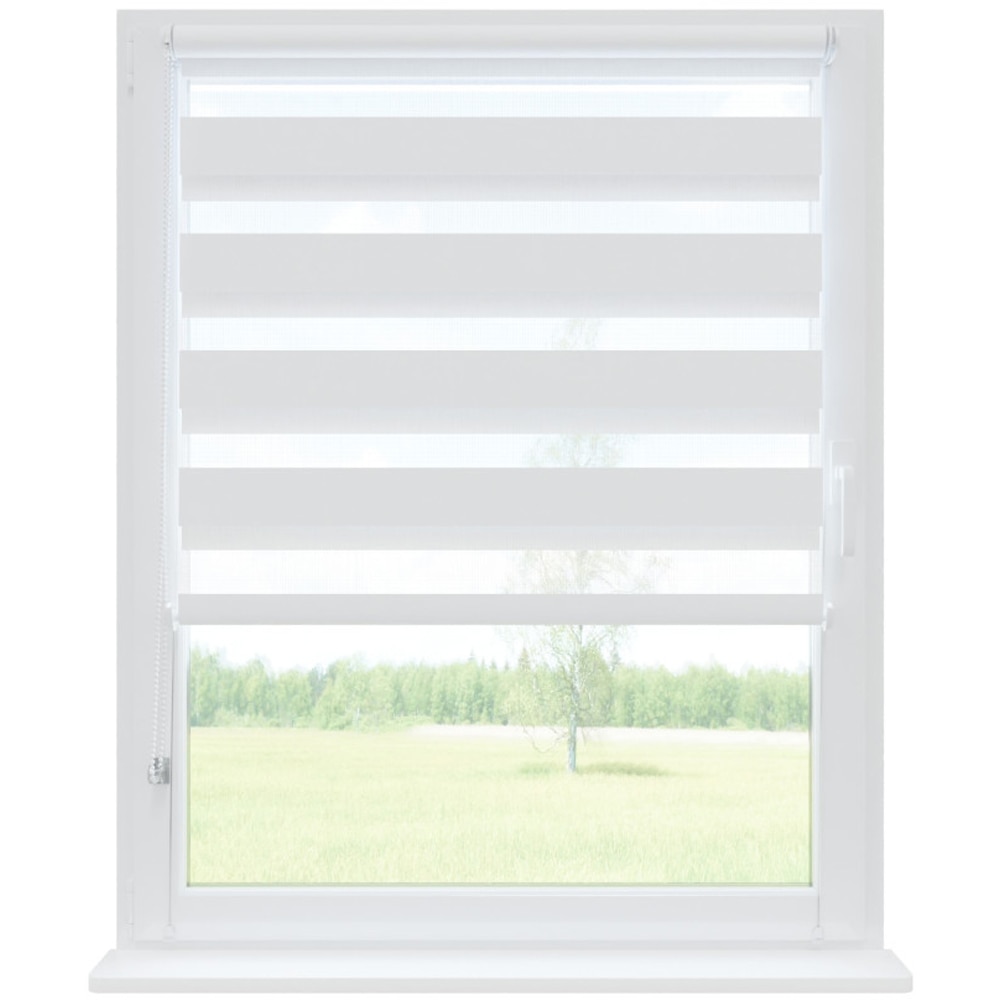 Roleta zi/noapte, 41 x 140 cm, poliester, alb-transparent