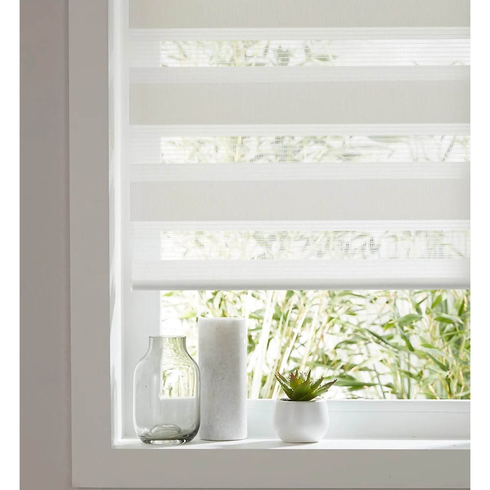 Roleta zi/noapte, 41 x 140 cm, poliester, alb-transparent