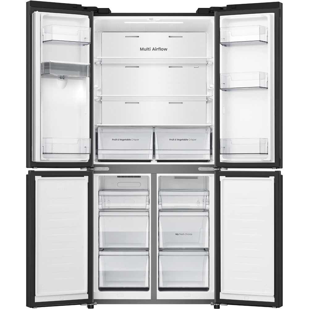 Side by Side HISENSE RQ5P470SMFE, Total No Frost, 483 l, H 178.5 cm, Clasa E, Dozator apa, Wi-Fi, negru