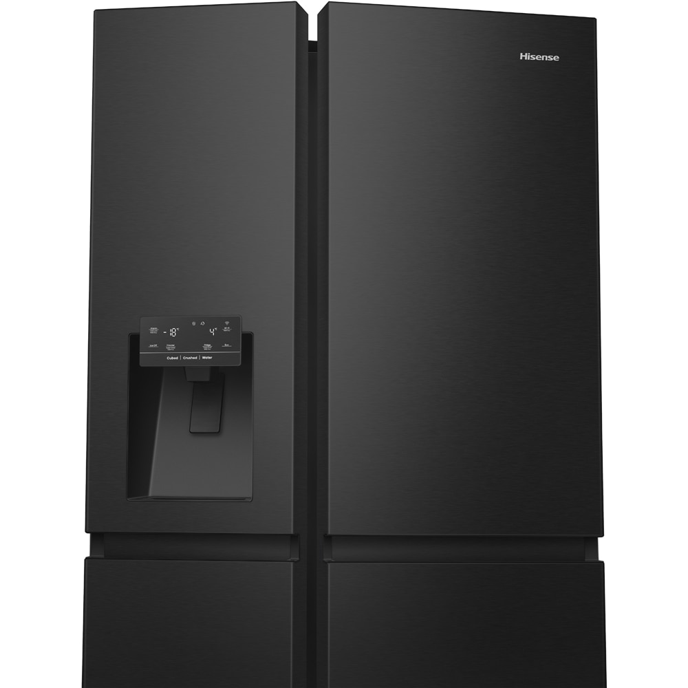 Side by Side HISENSE RS818N4TFE, Total No Frost, 632 l, H 179 cm, Clasa E, Dozator apa, Wi-Fi, negru