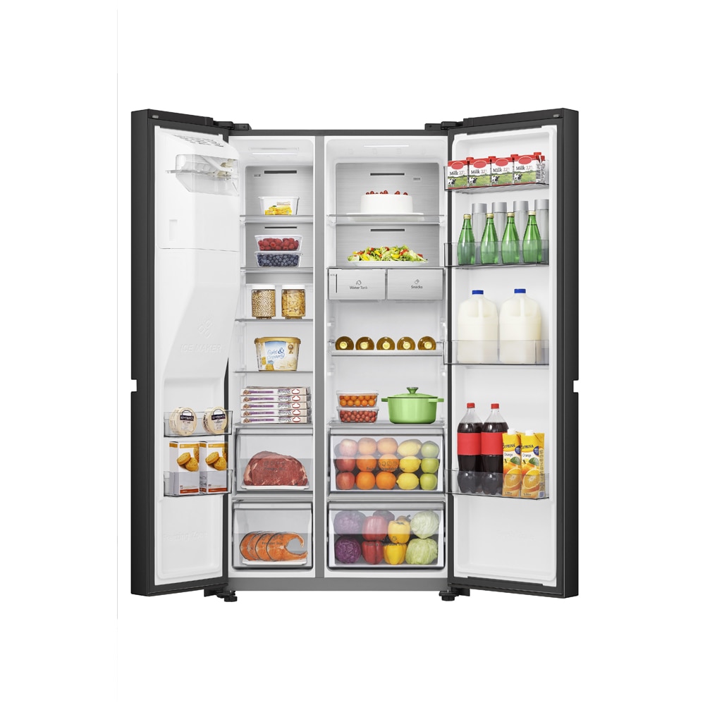 Side by Side HISENSE RS818N4TFE, Total No Frost, 632 l, H 179 cm, Clasa E, Dozator apa, Wi-Fi, negru
