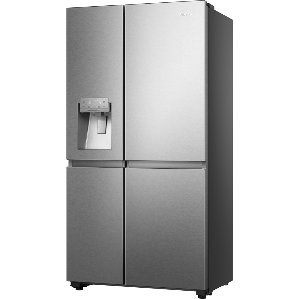 Side by Side HISENSE RS818N4TIE, Total No Frost, 632 l, H 179 cm, Clasa E, Dozator apa, Wi-Fi, argintiu