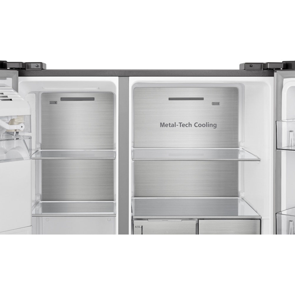 Side by Side HISENSE RS818N4TIE, Total No Frost, 632 l, H 179 cm, Clasa E, Dozator apa, Wi-Fi, argintiu