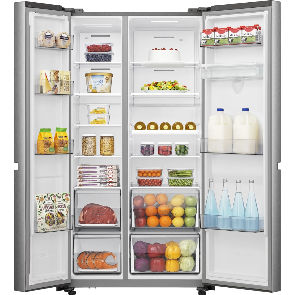 Side by Side HISENSE RS840N4WCE, Total No Frost, 649 l, H 179.5 cm, Clasa E, Dozator apa, Wi-Fi, argintiu