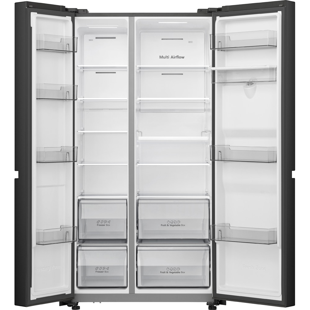 Side by Side HISENSE RS840N4WFE, Total No Frost, 649 l, H 179.5 cm, Clasa E, Dozator apa, Wi-Fi, negru