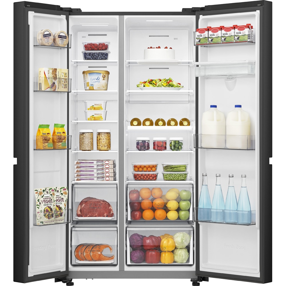 Side by Side HISENSE RS840N4WFE, Total No Frost, 649 l, H 179.5 cm, Clasa E, Dozator apa, Wi-Fi, negru