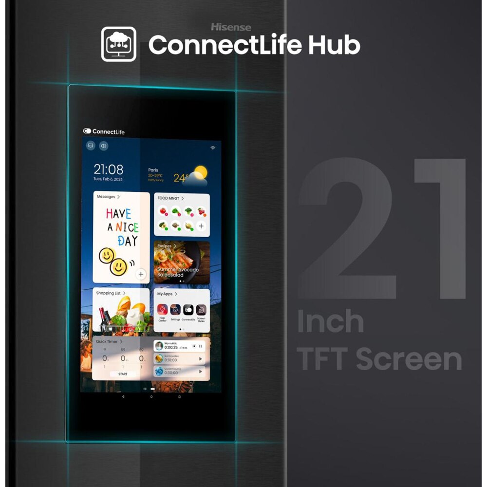 Side by Side HISENSE RS9P628GPFE, Total No Frost, 614 l, H 179 cm, Clasa E, Wi-Fi, negru