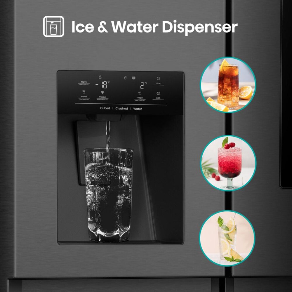 Side by Side HISENSE RS9P628GPFE, Total No Frost, 614 l, H 179 cm, Clasa E, Wi-Fi, negru