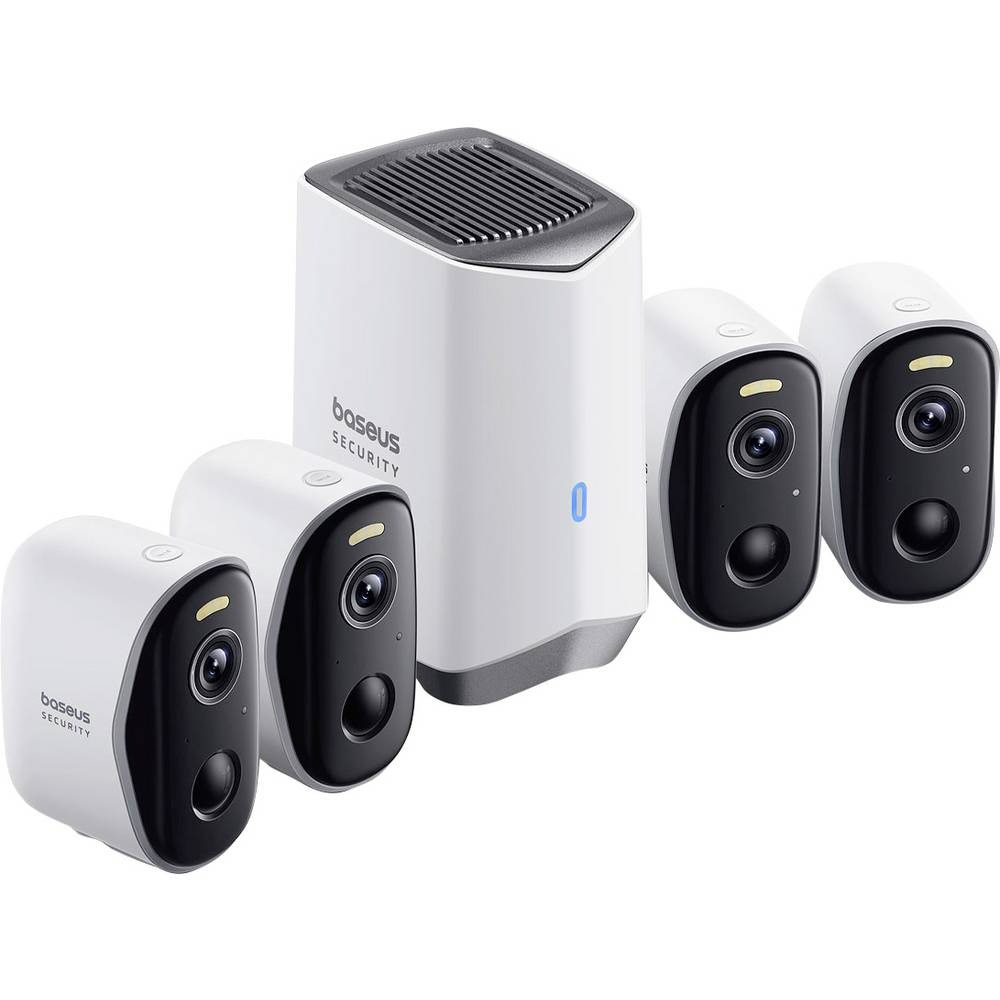 Kit de supraveghere video BASEUS Security N1 Plus Homestation, 4 camere, 2K, Wi-Fi, IP67, 16 canale, alb