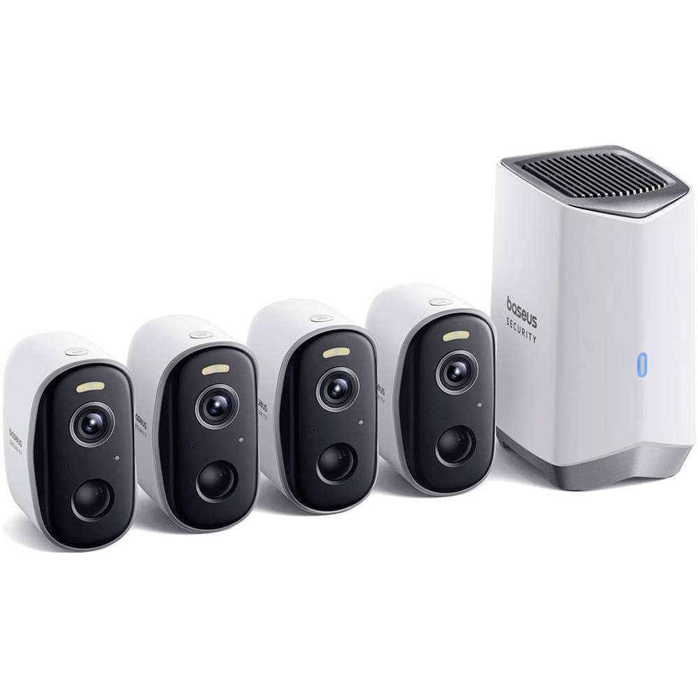 Kit de supraveghere video BASEUS Security N1 Plus Homestation, 4 camere, 2K, Wi-Fi, IP67, 16 canale, alb