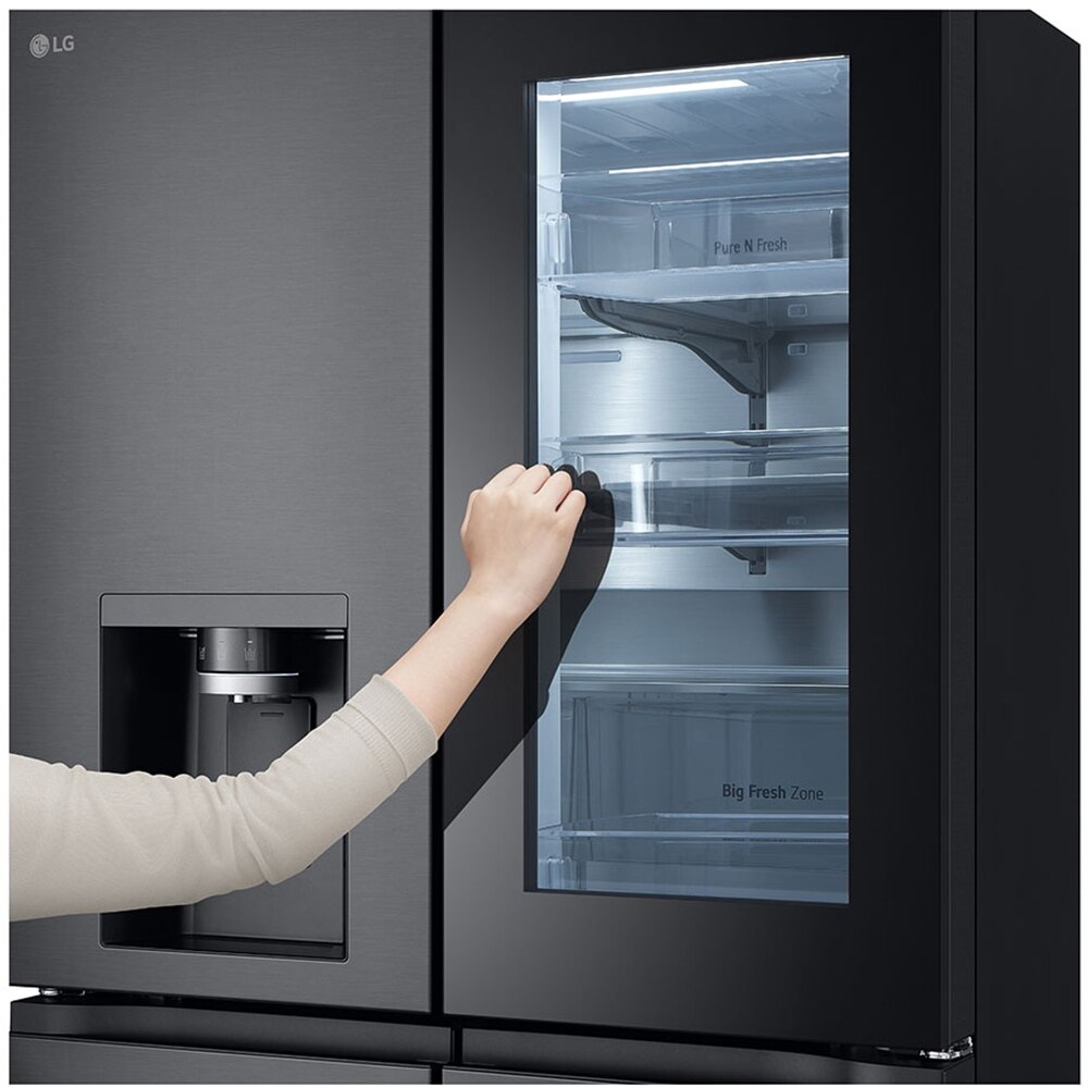 Side by Side LG GMG960EVEE, No Frost, InstaView, 638 l, H 179 cm, Clasa E, Dozator apa, negru