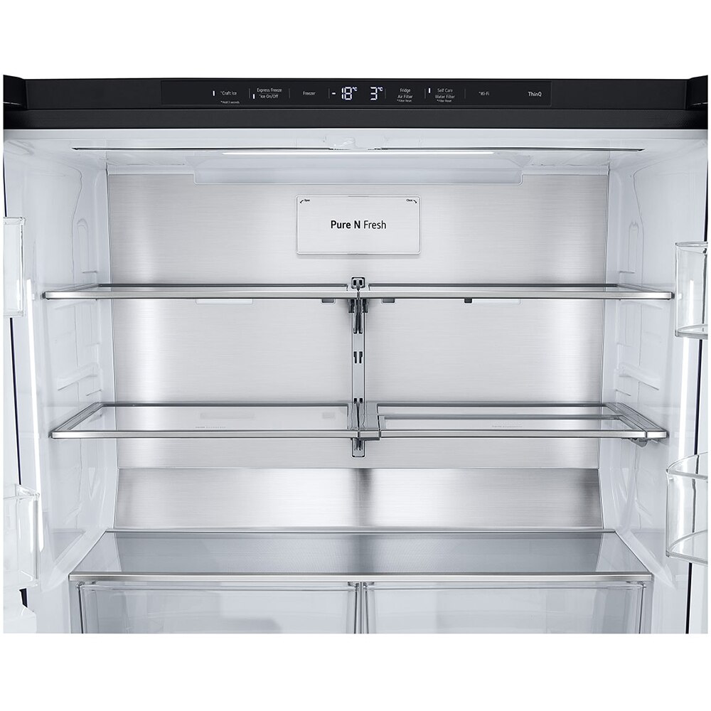 Side by Side LG GMG960EVEE, No Frost, InstaView, 638 l, H 179 cm, Clasa E, Dozator apa, negru