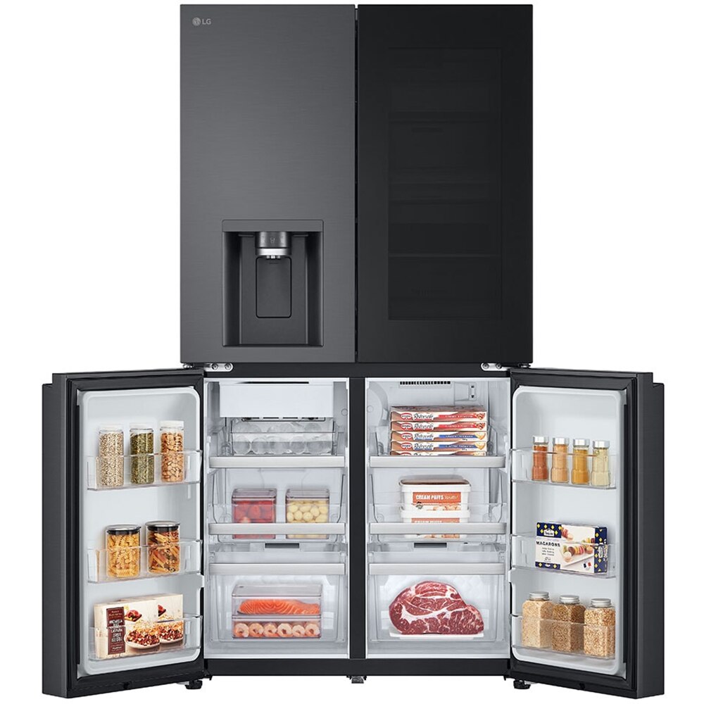 Side by Side LG GMG960EVEE, No Frost, InstaView, 638 l, H 179 cm, Clasa E, Dozator apa, negru