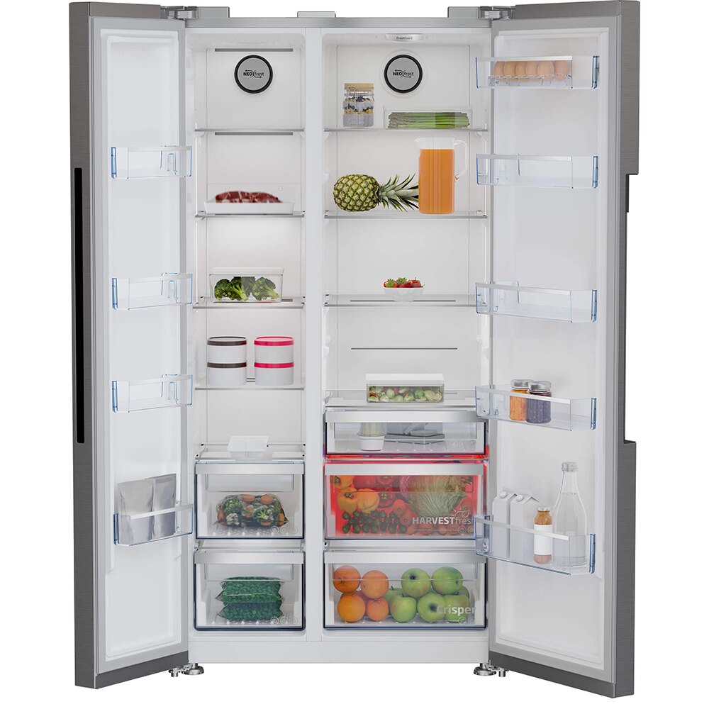 Side By Side BEKO GN1603140ZHXBN, NeoFrost Dual Cooling, 580 l, H 179 cm, Clasa E, Wi-Fi, inox