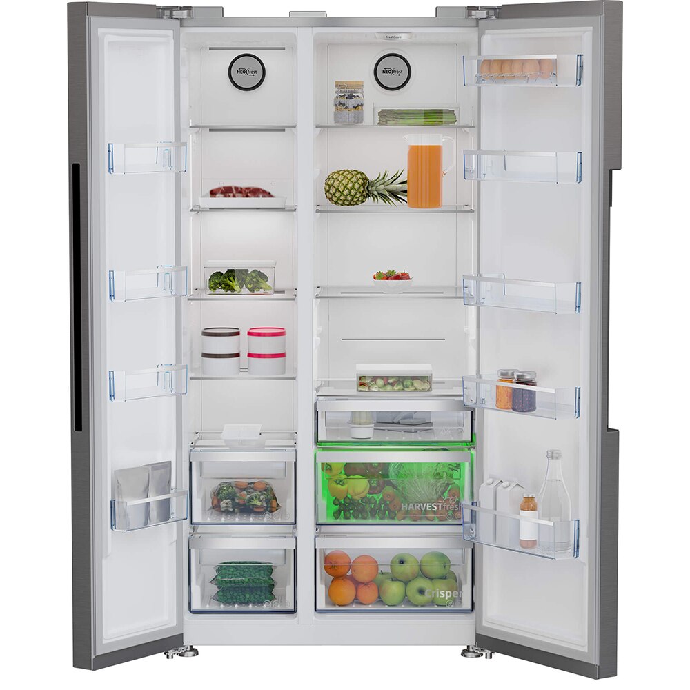 Side By Side BEKO GN1603140ZHXBN, NeoFrost Dual Cooling, 580 l, H 179 cm, Clasa E, Wi-Fi, inox