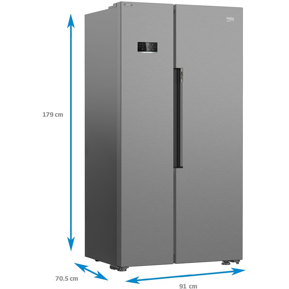 Side By Side BEKO GN1603140ZHXBN, NeoFrost Dual Cooling, 580 l, H 179 cm, Clasa E, Wi-Fi, inox