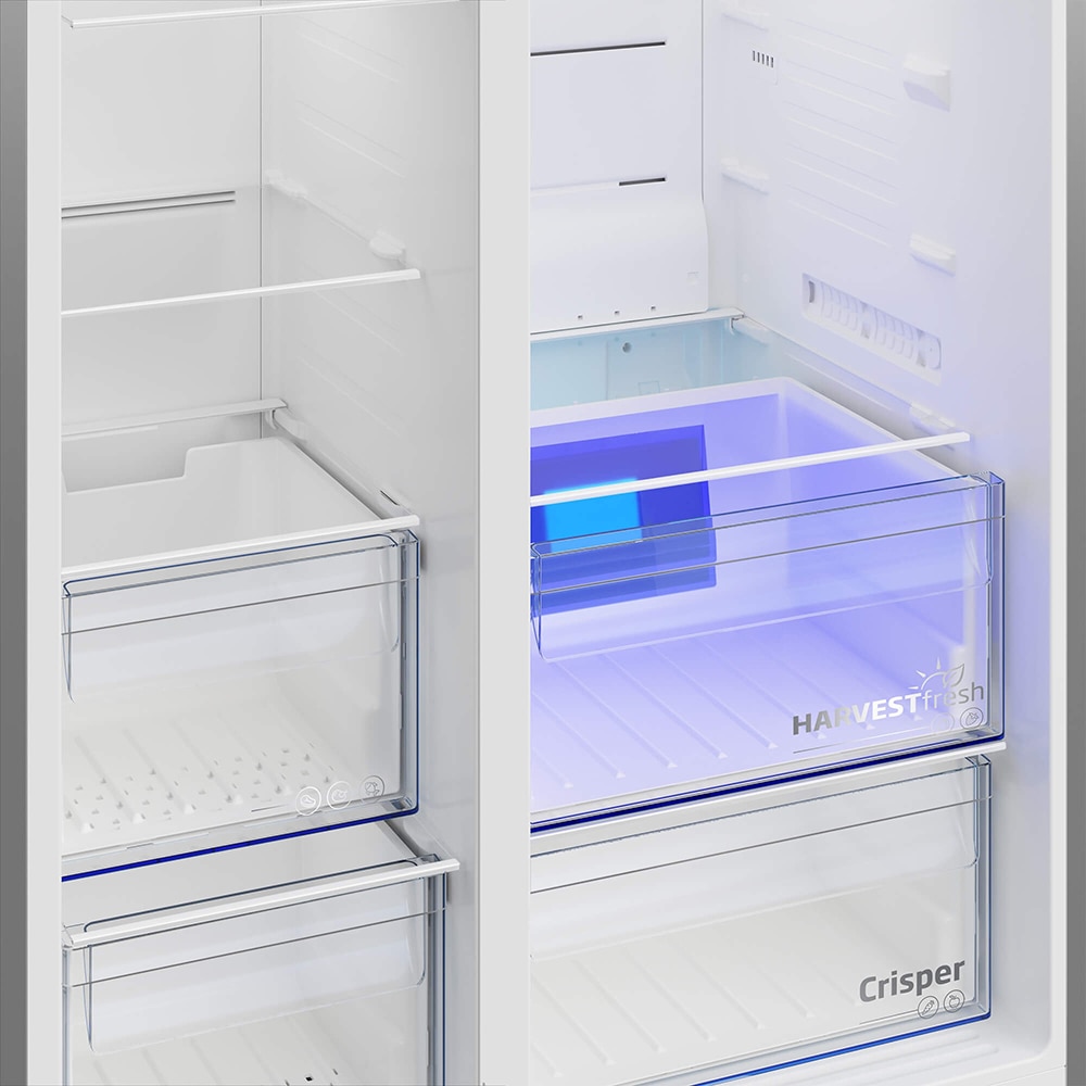 Side by Side BEKO GN162340XBN, No Frost, 578 l, H 179 cm, Clasa E, Dozator apa, argintiu
