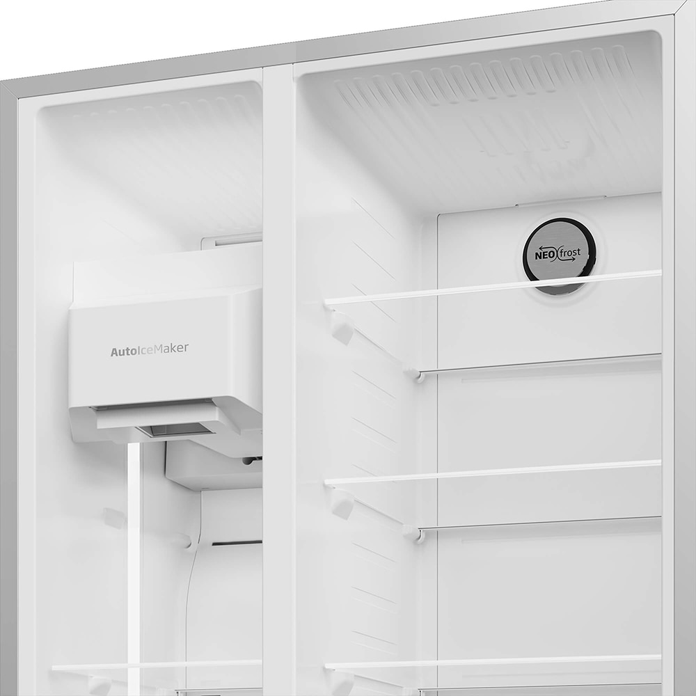 Side by Side BEKO GN162340XBN, No Frost, 578 l, H 179 cm, Clasa E, Dozator apa, argintiu