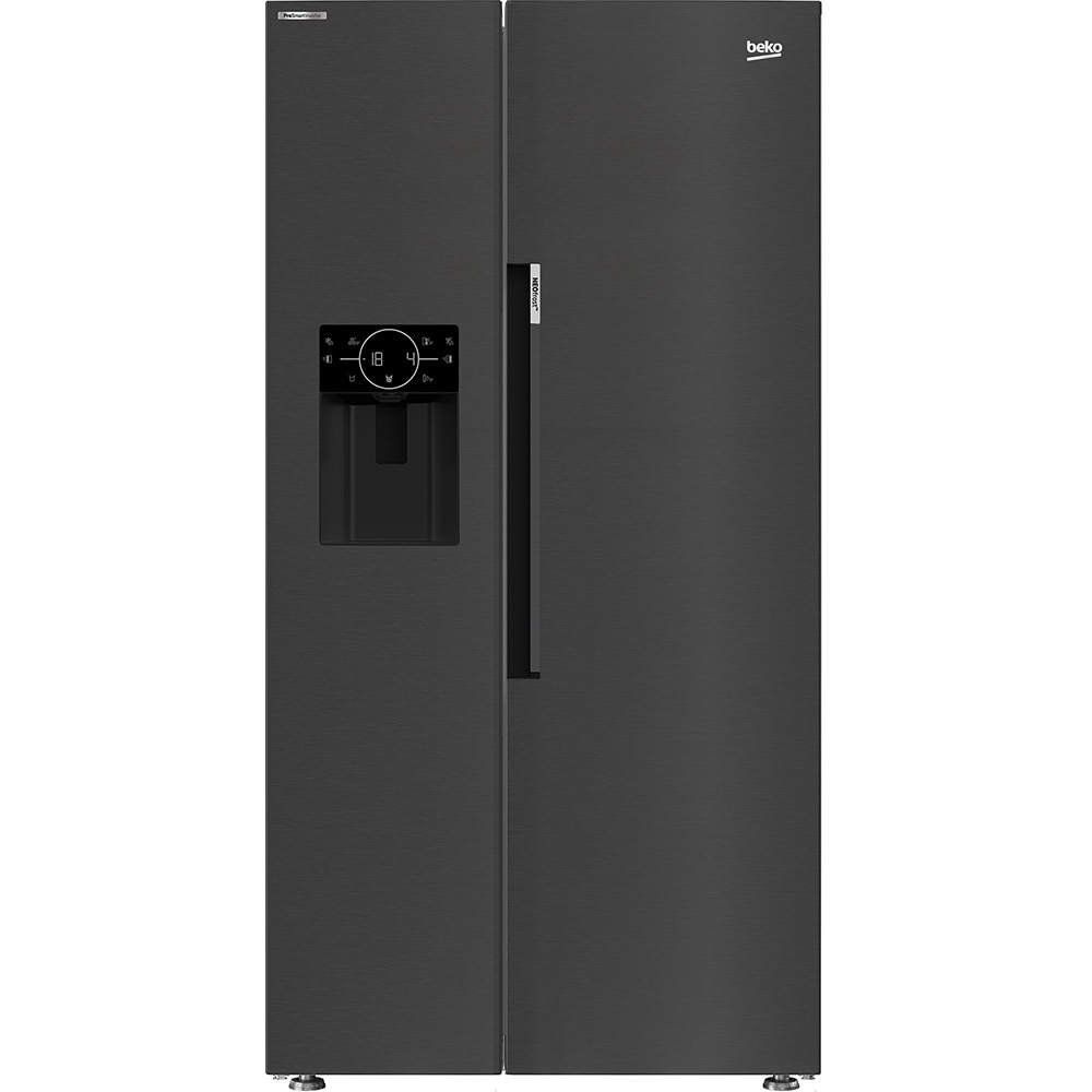 Side by Side BEKO GN162340XBRN, No Frost, 571 l, H 179 cm, Clasa E, Dozator apa, dark inox
