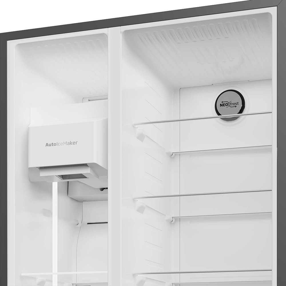 Side by Side BEKO GN162340XBRN, No Frost, 571 l, H 179 cm, Clasa E, Dozator apa, dark inox