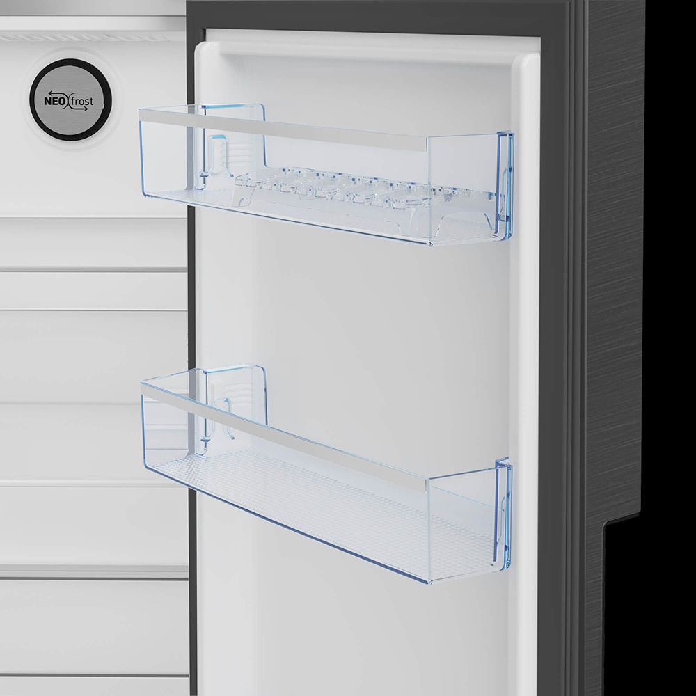 Side by Side BEKO GN162340XBRN, No Frost, 571 l, H 179 cm, Clasa E, Dozator apa, dark inox