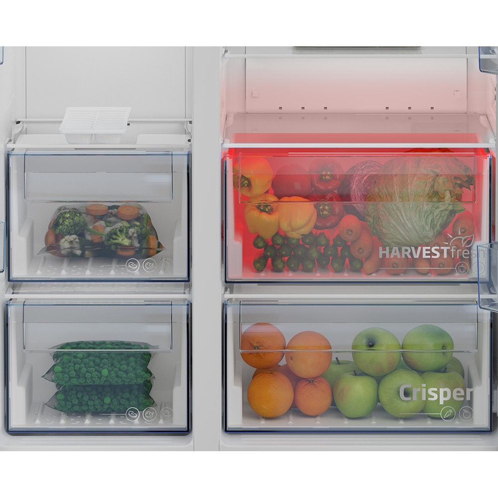 Side by Side BEKO GN163141XBN, No Frost, 593 l, H 179 cm, Clasa E, argintiu