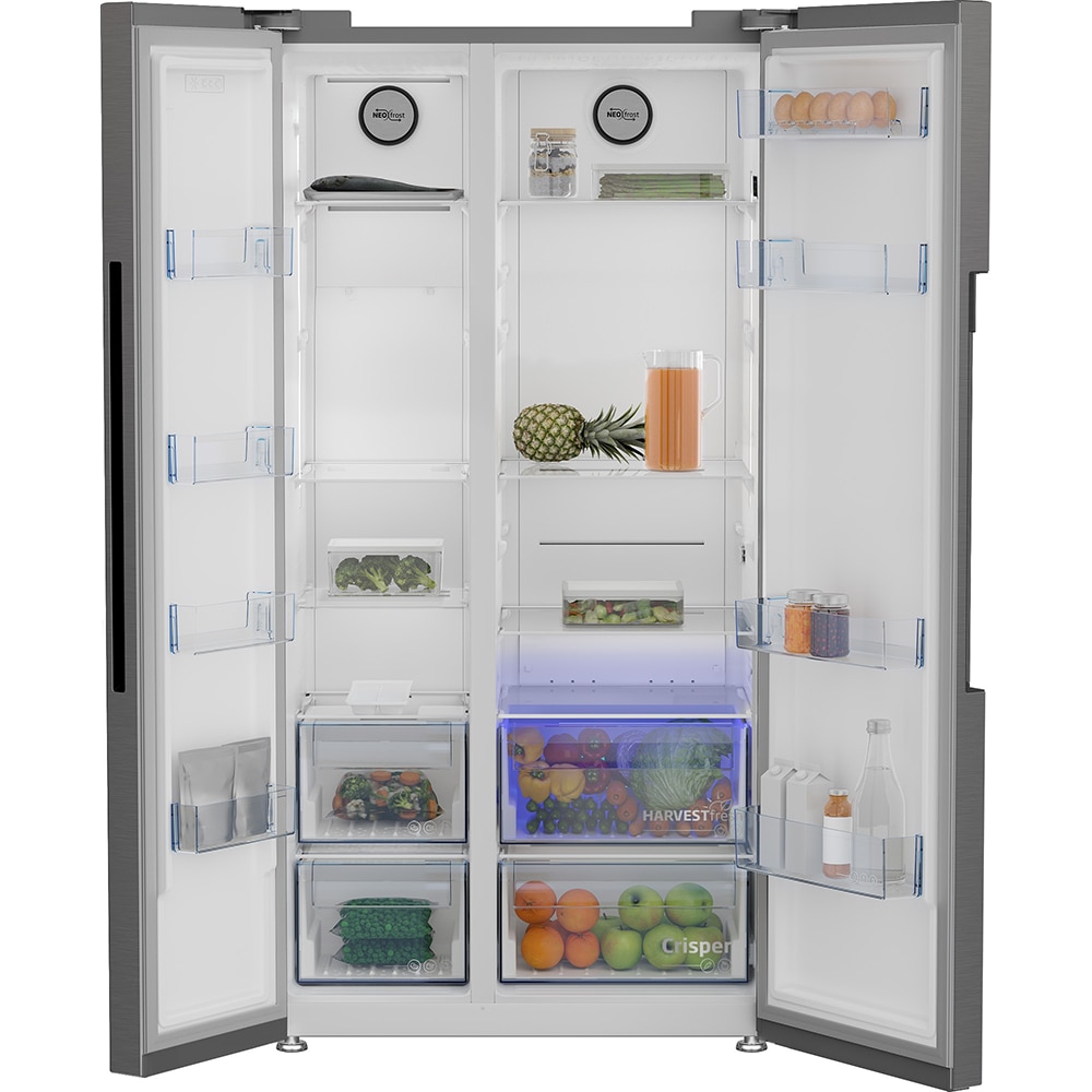 Side by Side BEKO GN163141XBN, No Frost, 593 l, H 179 cm, Clasa E, argintiu