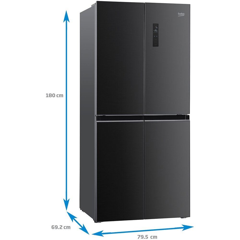 Side by Side BEKO GNO4031GS, NeoFrost, 421 l, H 180 cm, Clasa E, antracit