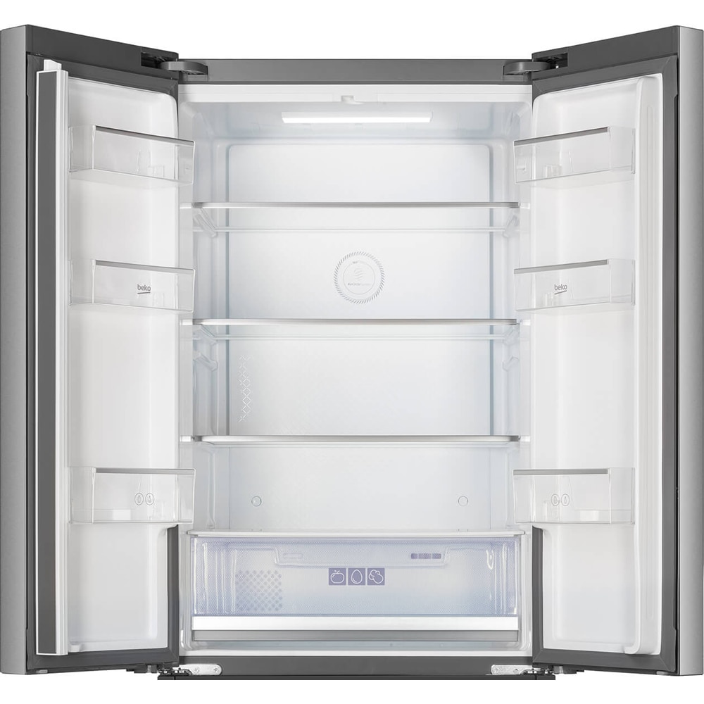 Side by Side BEKO GNO43622XPN, No Frost, 443 l, H 189 cm, Clasa E, argintiu
