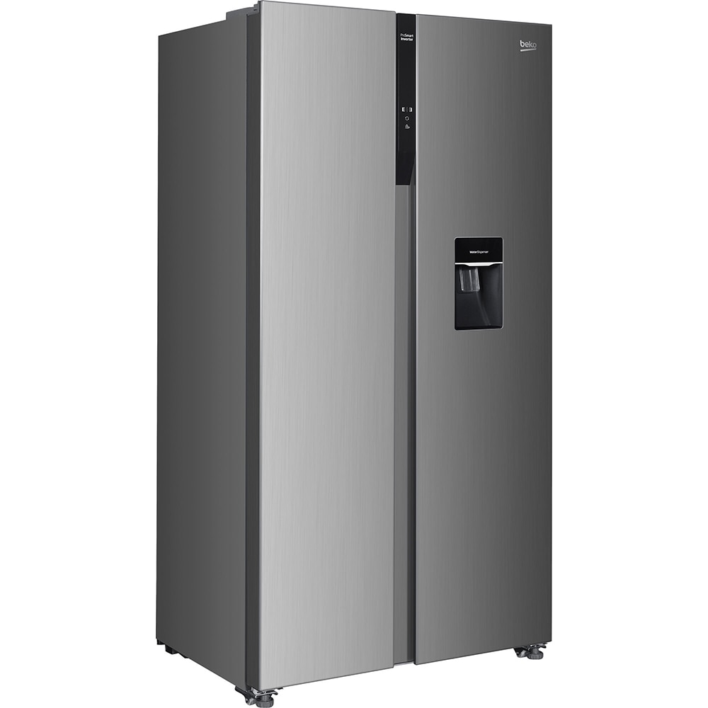 Side by Side BEKO GNO5322WDXPN, No Frost, 529 l, H 177 cm, Clasa E, Dozator apa, inox