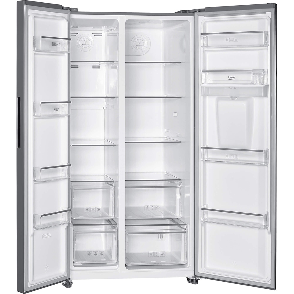 Side by Side BEKO GNO5322WDXPN, No Frost, 529 l, H 177 cm, Clasa E, Dozator apa, inox