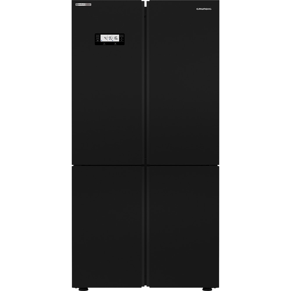 Side by Side GRUNDIG GQN21245GBN, No Frost, 572 l, H 182 cm, Clasa E, sticla neagra