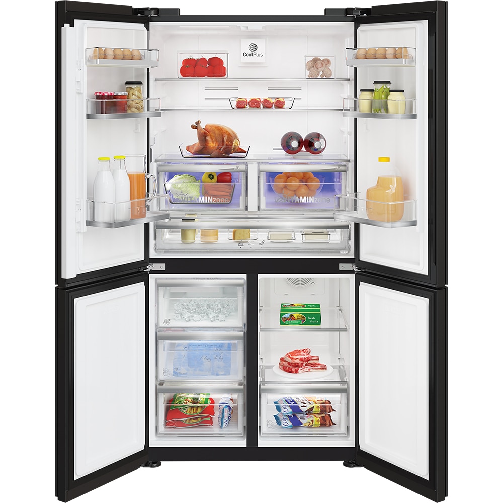 Side by Side GRUNDIG GQN21245GBN, No Frost, 572 l, H 182 cm, Clasa E, sticla neagra