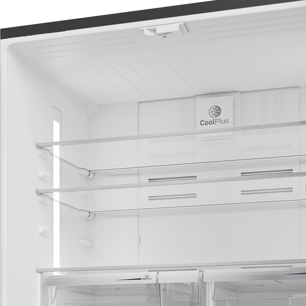 Side by Side GRUNDIG GQN21245GBN, No Frost, 572 l, H 182 cm, Clasa E, sticla neagra