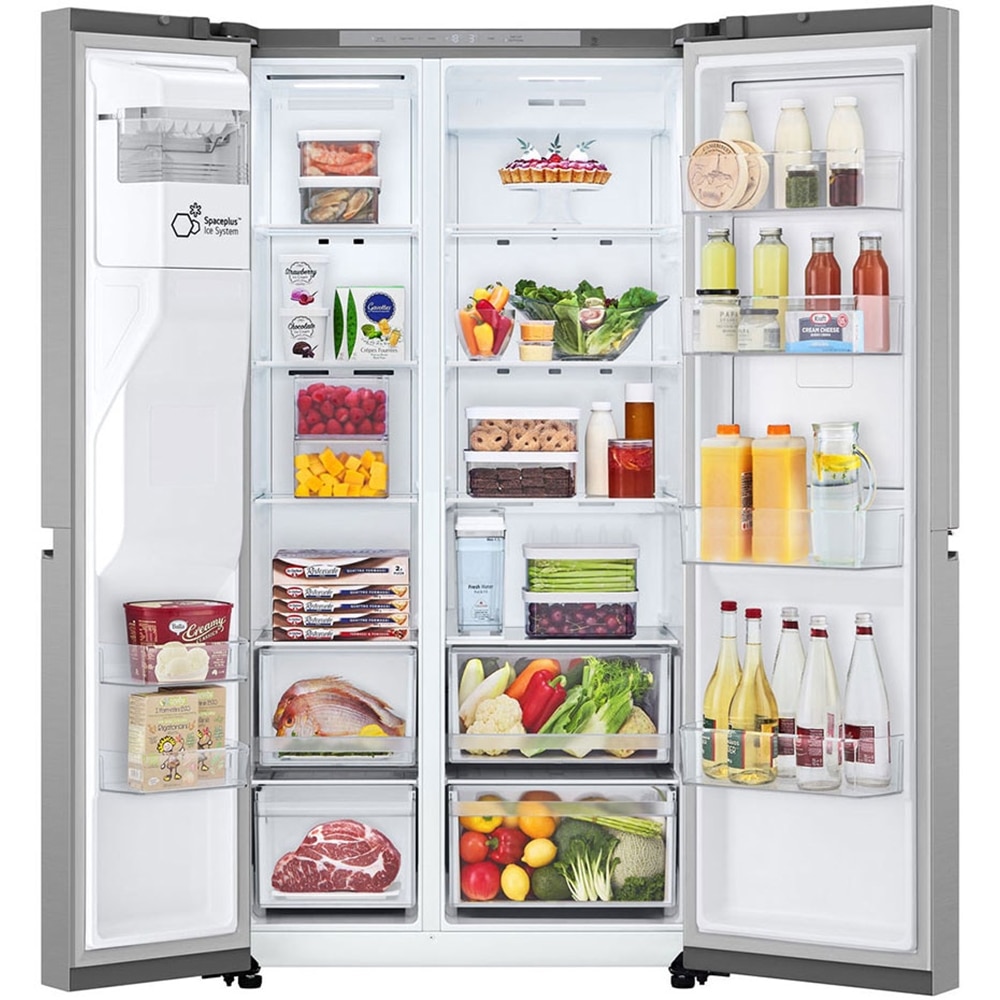 Side by Side LG GSJC41PYPE, No Frost, 641 l, H 179 cm, Clasa E, Dozator apa, argintiu