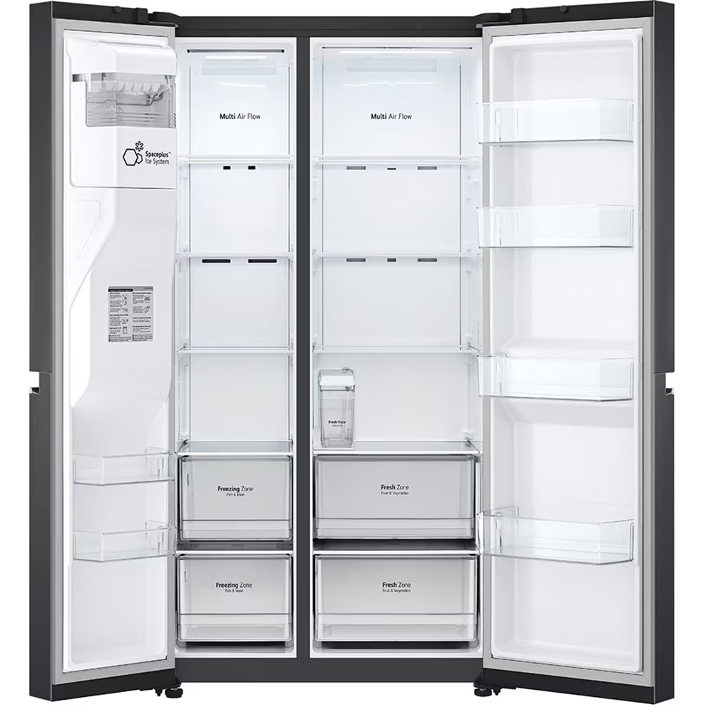 Side by Side LG GSLV71MCTD, No Frost, 635 l, H 179 cm, Clasa D, Dozator apa, negru