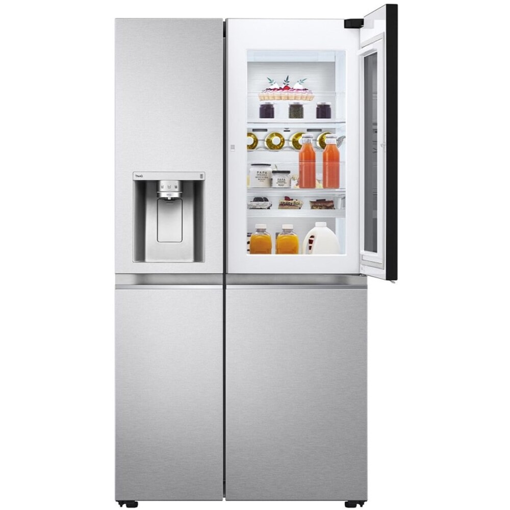 Side by Side LG GSXV91MBAE, No Frost, InstaView, 635 l, H 179 cm, Clasa E, Dozator apa, argintiu