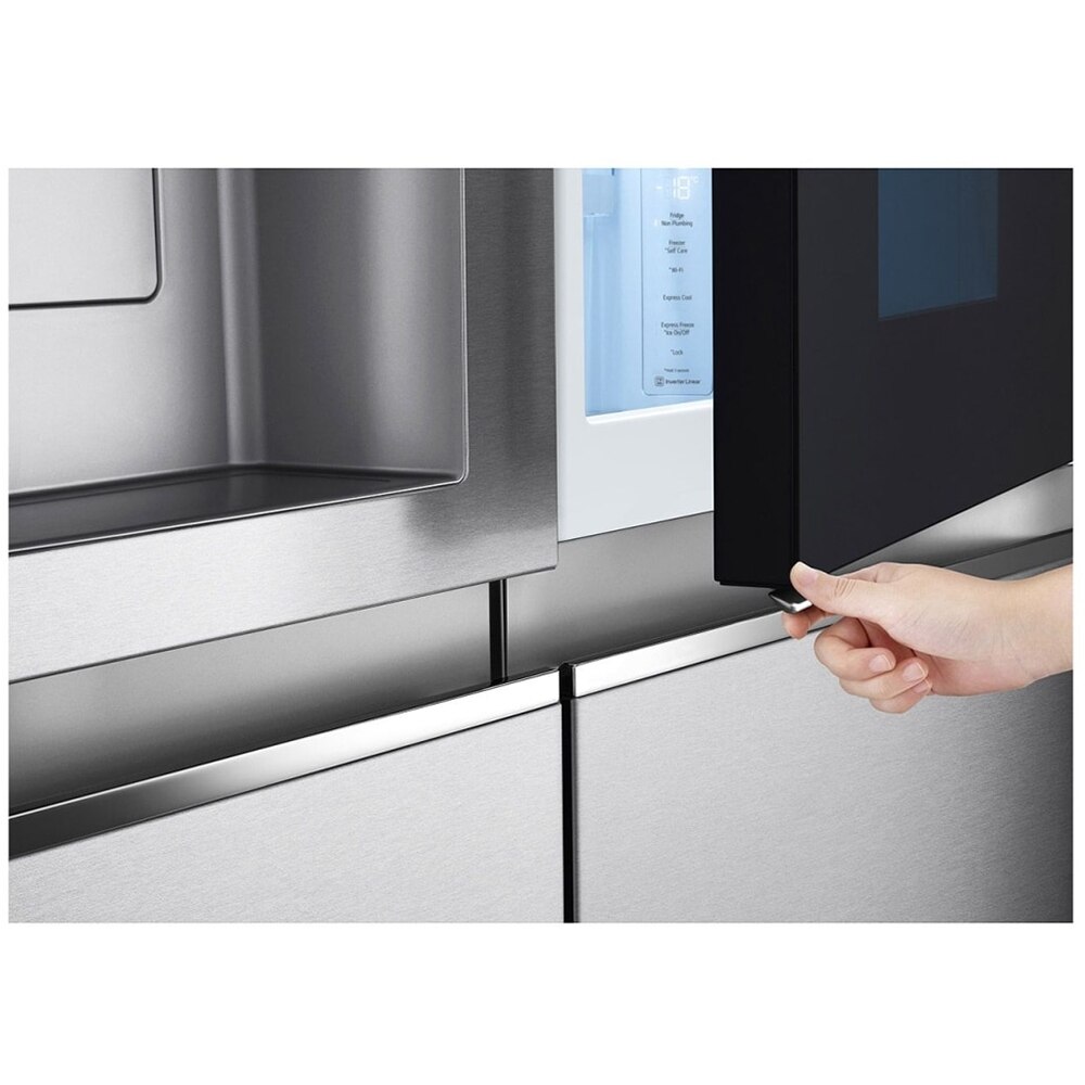 Side by Side LG GSXV91MBAE, No Frost, InstaView, 635 l, H 179 cm, Clasa E, Dozator apa, argintiu