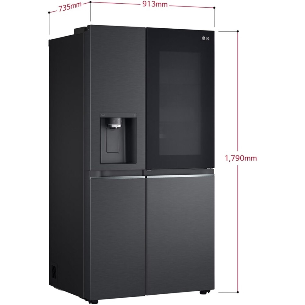 Side by Side LG GSXV91MCAE, No Frost, InstaView, 635 l, H 179 cm, Clasa E, Dozator apa, negru