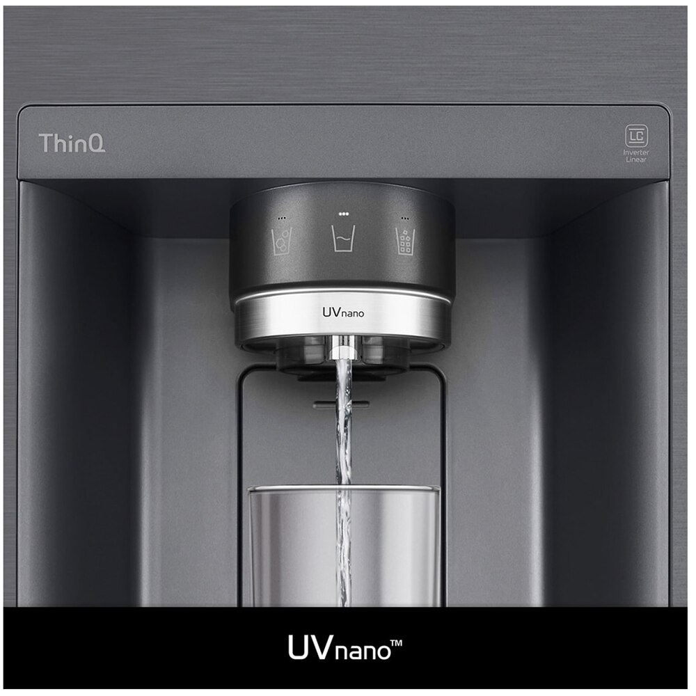 Side by Side LG GSXV91MCAE, No Frost, InstaView, 635 l, H 179 cm, Clasa E, Dozator apa, negru