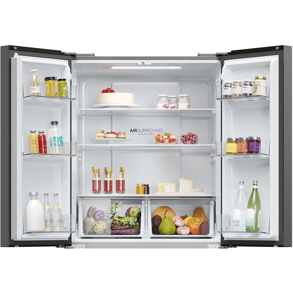 Side by Side HAIER HCR3818ENPT, No Frost, 467 l, H 182 cm, Clasa E, negru