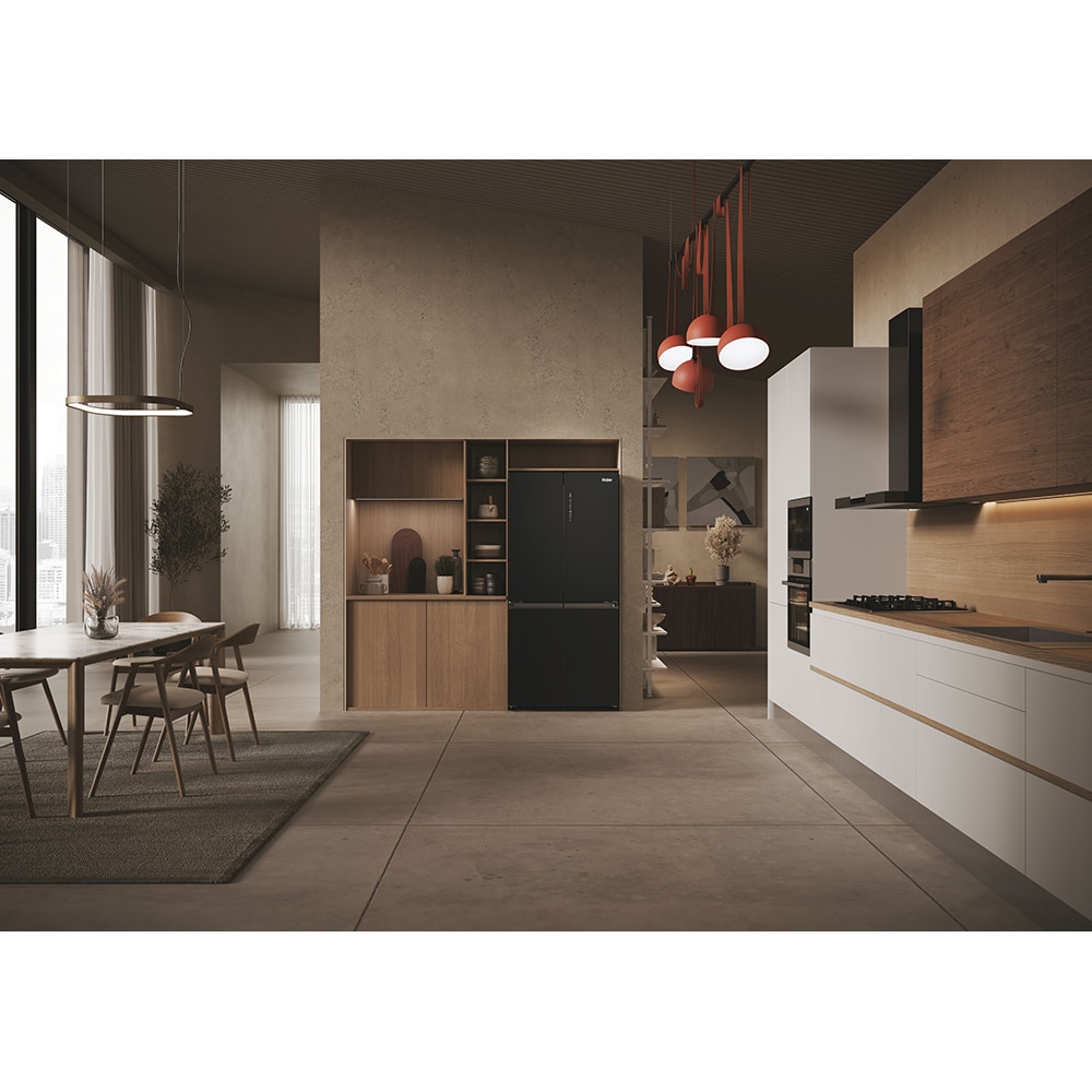 Side by Side HAIER HCR3818ENPT, No Frost, 467 l, H 182 cm, Clasa E, negru