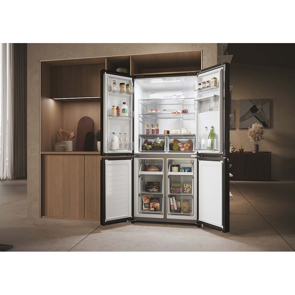 Side by Side HAIER HCR3818ENPT, No Frost, 467 l, H 182 cm, Clasa E, negru