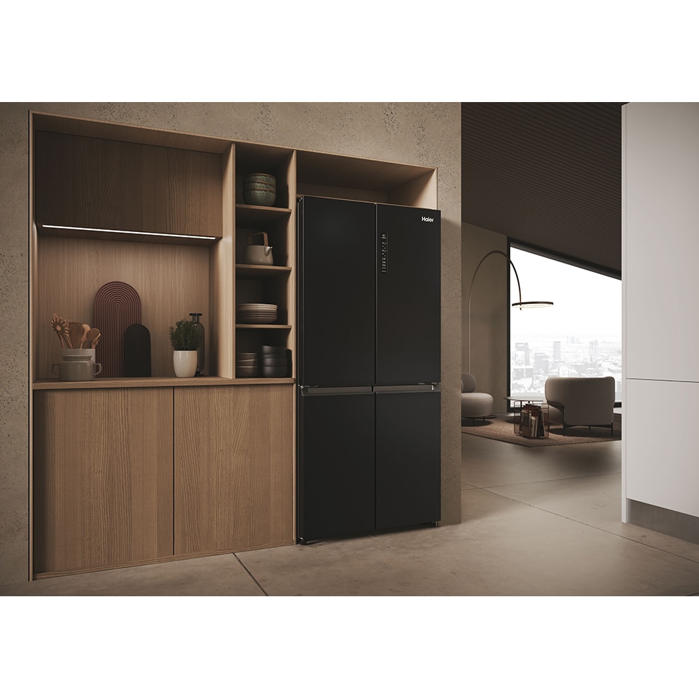 Side by Side HAIER HCR3818ENPT, No Frost, 467 l, H 182 cm, Clasa E, negru