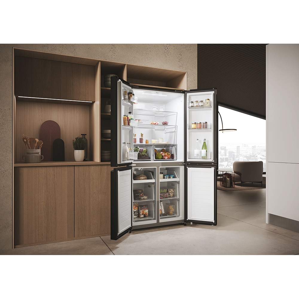 Side by Side HAIER HCR3818ENPT, No Frost, 467 l, H 182 cm, Clasa E, negru