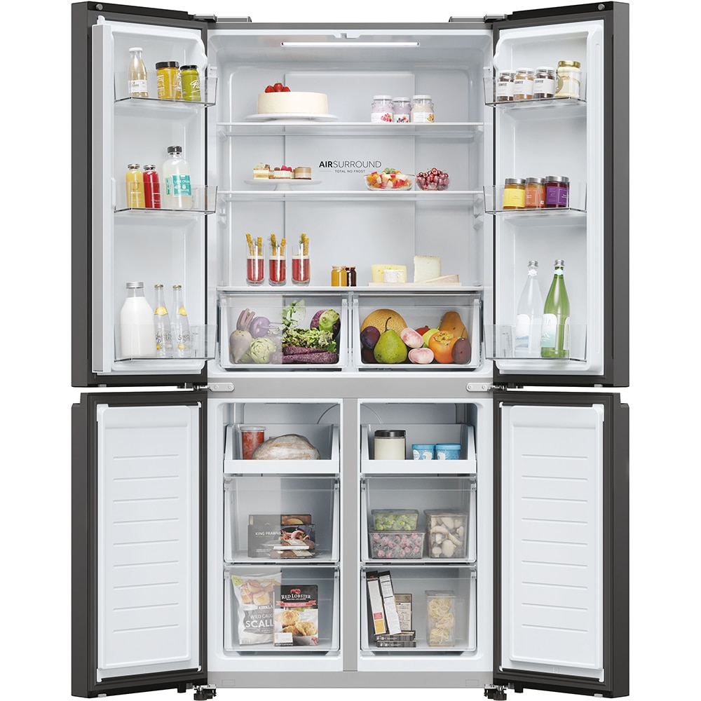 Side by Side HAIER HCR3818ENPT, No Frost, 467 l, H 182 cm, Clasa E, negru