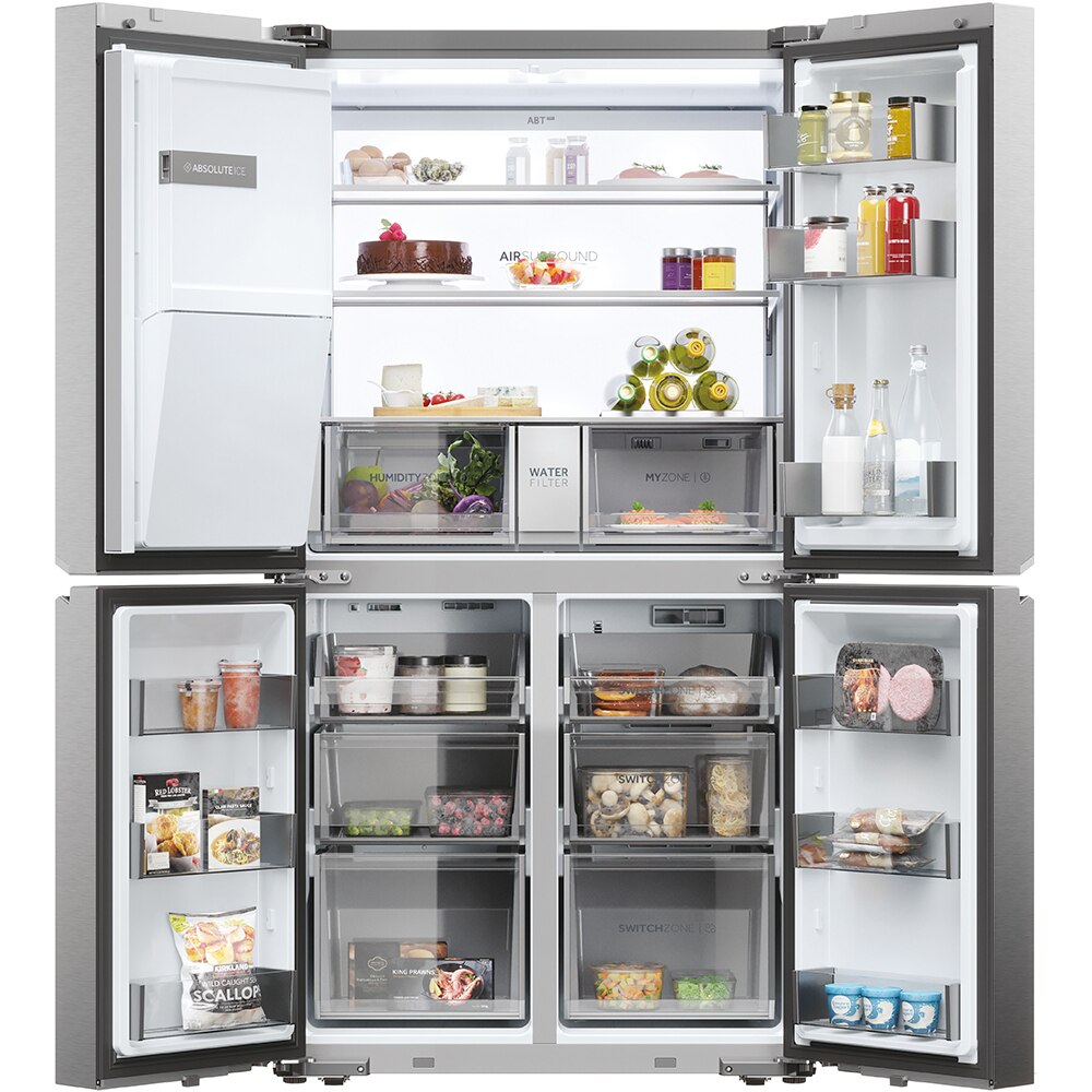 Side by Side HAIER HCR7918EIMP, Total No Frost, 601 l, H 177.5 cm, Clasa E, Dozator apa, inox