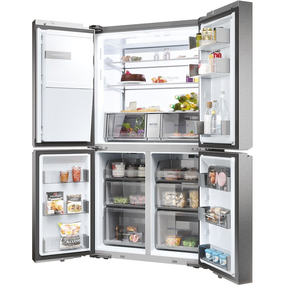 Side by Side HAIER HCR7918EIMP, Total No Frost, 601 l, H 177.5 cm, Clasa E, Dozator apa, inox
