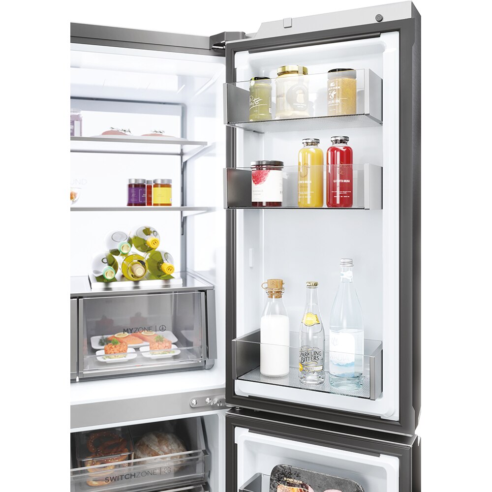 Side by Side HAIER HCR7918EIMP, Total No Frost, 601 l, H 177.5 cm, Clasa E, Dozator apa, inox