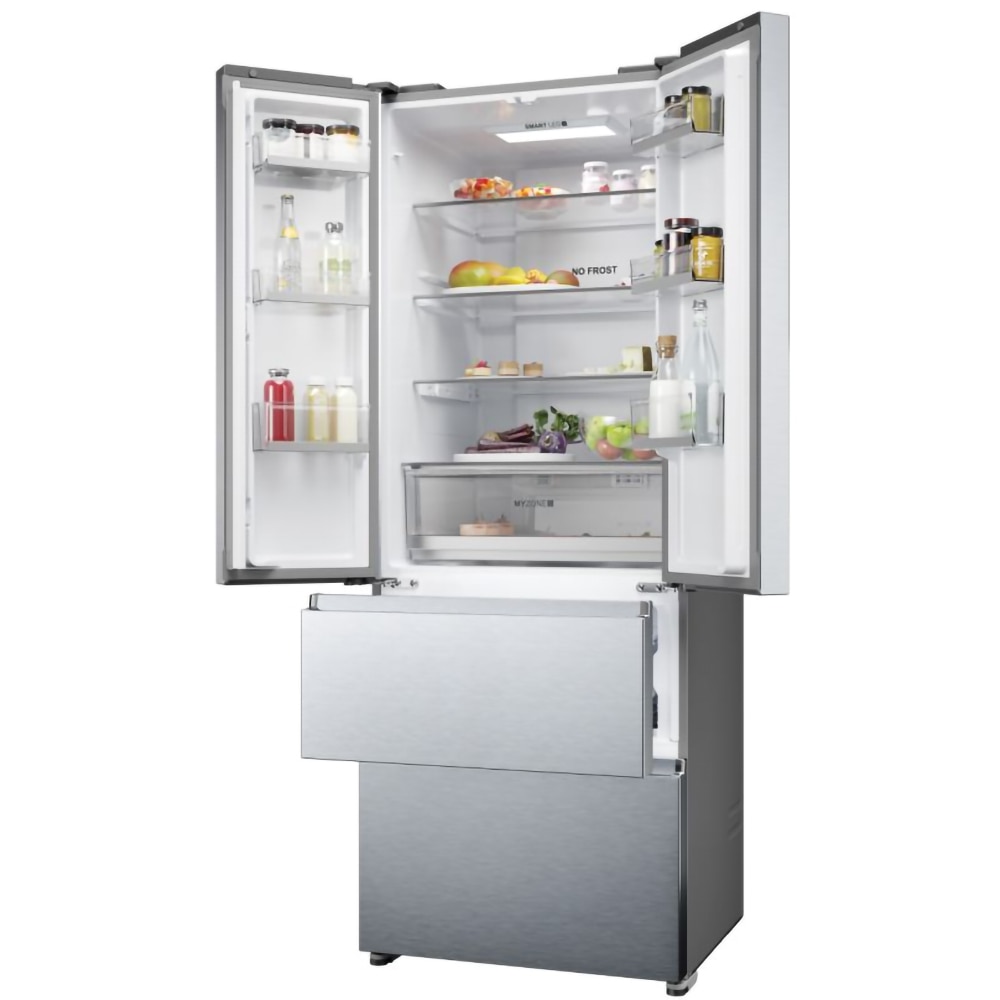 Side by Side HAIER HFR5719ENMG, No Frost, 446 l, H 190 cm, Clasa E, argintiu